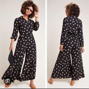 EUC Anthropologie Loveland Wide Leg Jumpsuit Size 4 Black OB998590